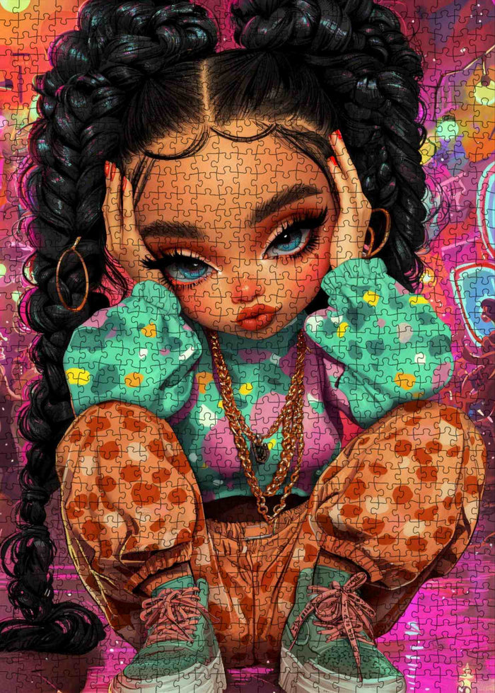 Cute Braided Girl Portrait Jigsaw Puzzle
