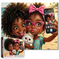 Cute Girls Kitty Selfie Jigsaw Puzzle