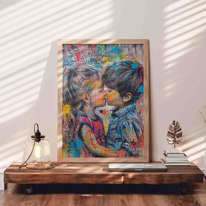 Cute Kiss in Graffiti Style Jigsaw Puzzle