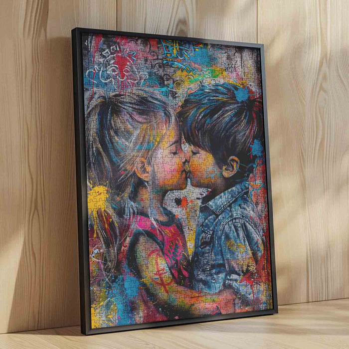 Cute Kiss in Graffiti Style Jigsaw Puzzle