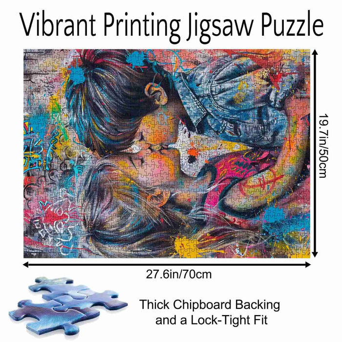 Cute Kiss in Graffiti Style Jigsaw Puzzle