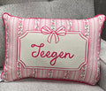 Dainty Flower Stripe Pillow personalized with Name special order only