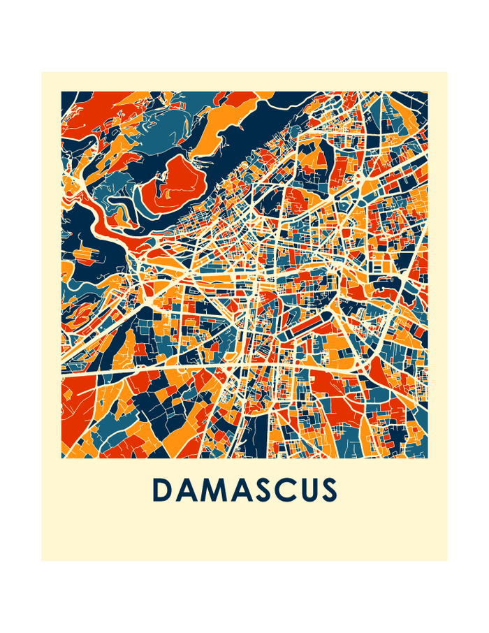 Damascus Map Print - Full Color Map Poster