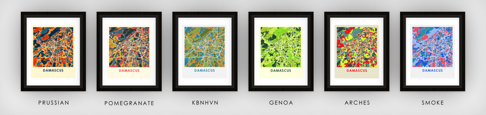 Damascus Map Print - Full Color Map Poster