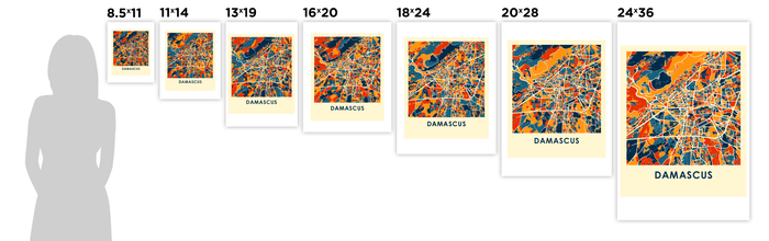 Damascus Map Print - Full Color Map Poster