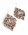 Damask Drop Earring - Tauple Snakeskin Fall Statement Earring