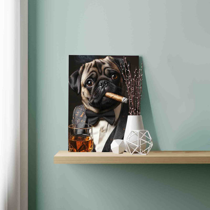 Dapper Pug with Whiskey Paint by Numbers