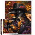 Dapper Raven with Floral Attire Jigsaw Puzzle