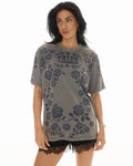 Distorted Rose Tee - Charcoal
