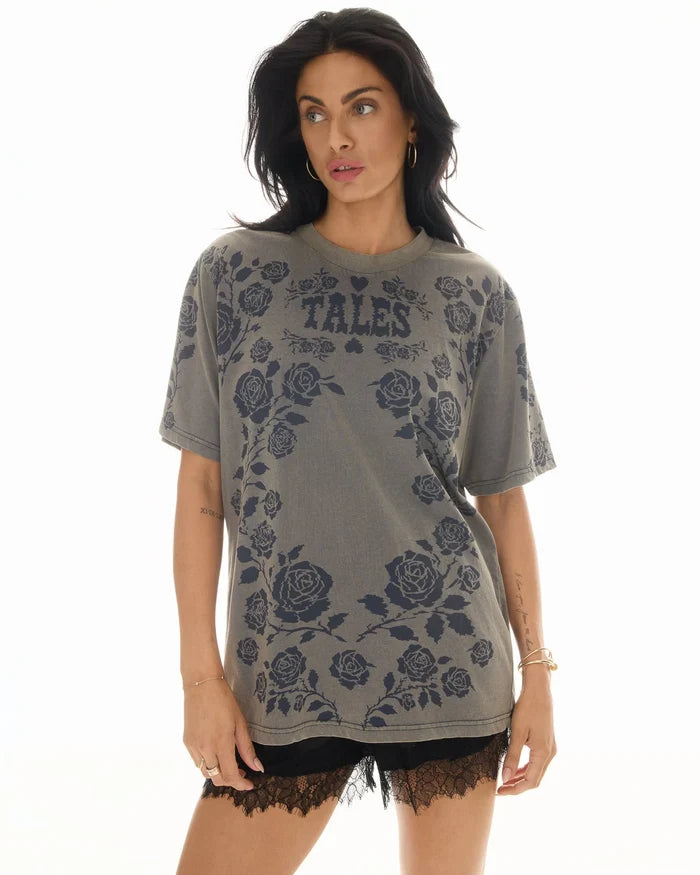 Distorted Rose Tee - Charcoal