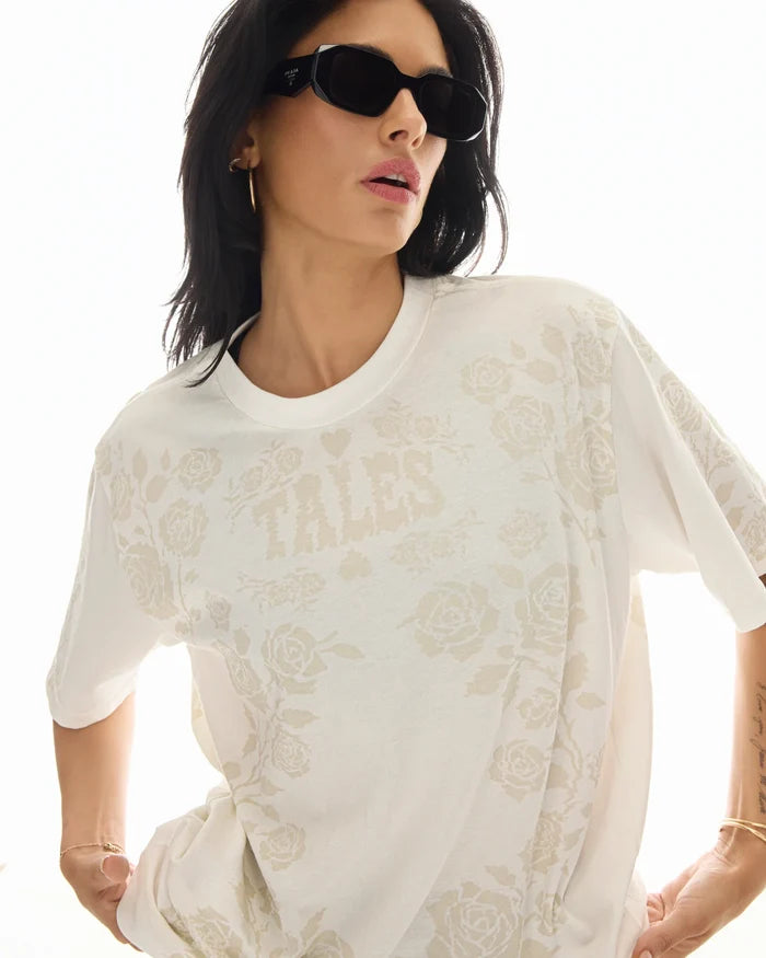 Distorted Rose Tee - White