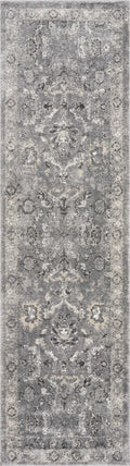 7' Distressed Grey Floral Floor Runner - The Coastal Compass Home Decor