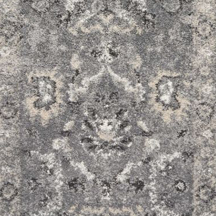 7' Distressed Grey Floral Floor Runner - The Coastal Compass Home Decor