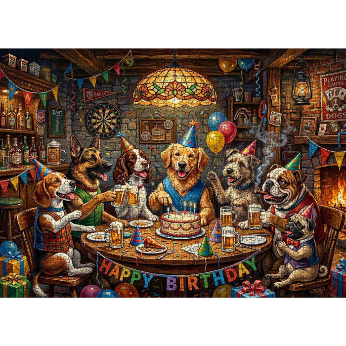 Dog Birthday Party Pub Celebration Jigsaw Puzzle