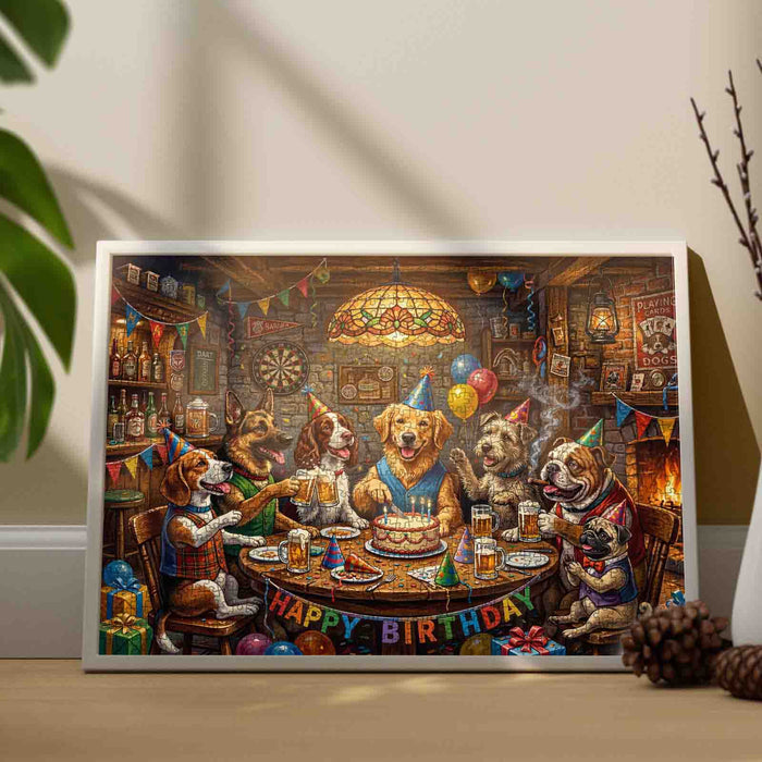 Dog Birthday Party Pub Celebration Jigsaw Puzzle