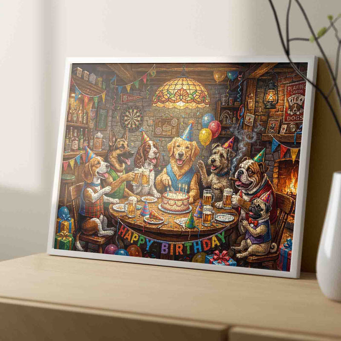Dog Birthday Party Pub Celebration Jigsaw Puzzle