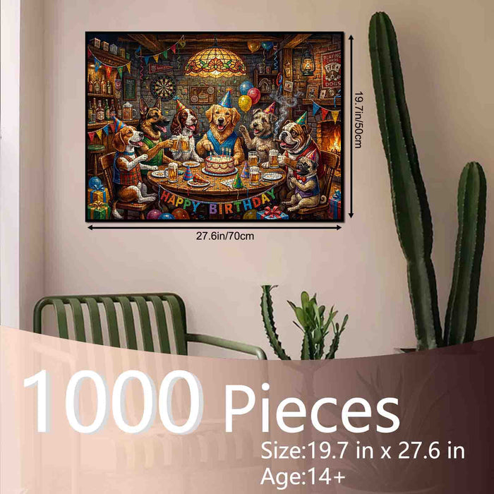 Dog Birthday Party Pub Celebration Jigsaw Puzzle
