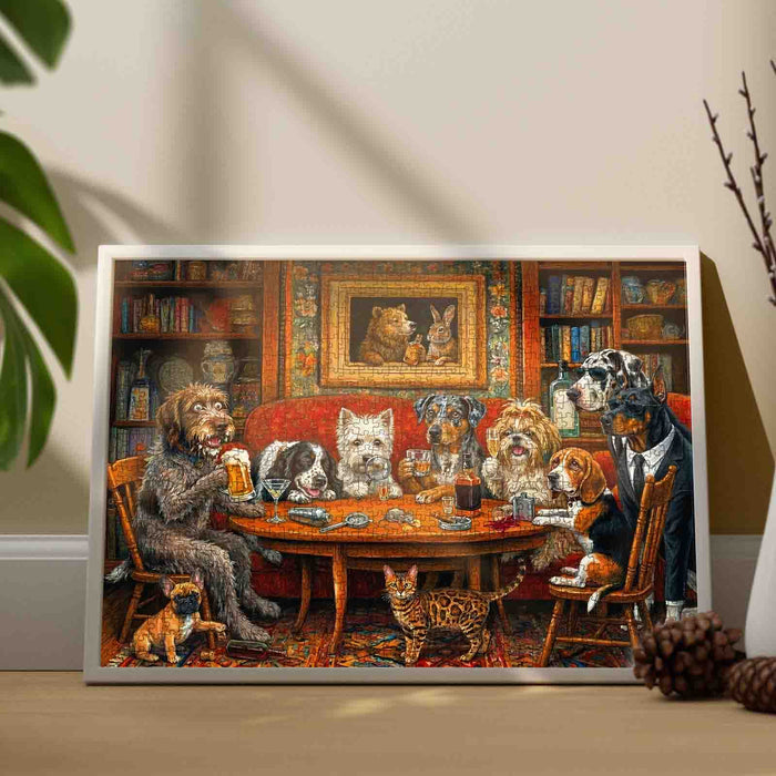 Dogs Happy Hour Club Gathering Jigsaw Puzzle