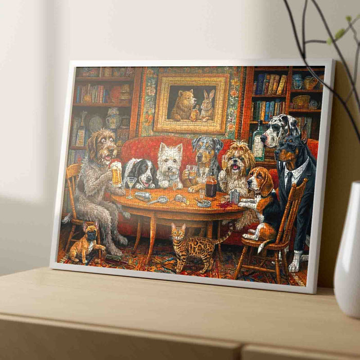 Dogs Happy Hour Club Gathering Jigsaw Puzzle