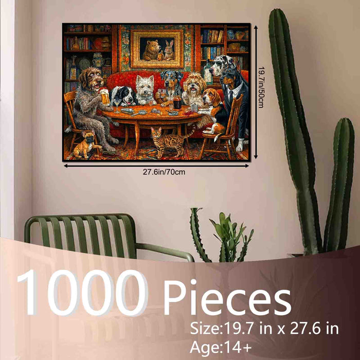 Dogs Happy Hour Club Gathering Jigsaw Puzzle