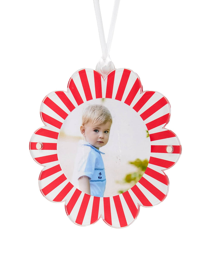 DOUBLE-SIDED DAISY ORNAMENT  - RED & WHITE