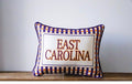 EAST CAROLINA TRIPLE COLLEGIATE GINGHAM PILLOW with Purple Piping