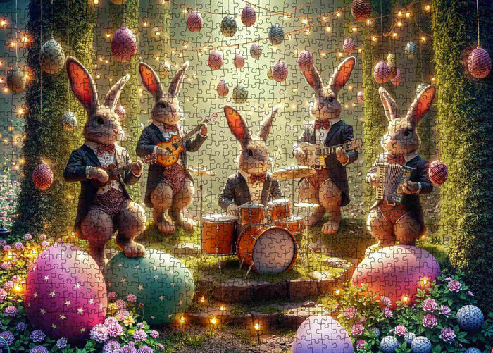 Easter Bunny Band Garden Concert Jigsaw Puzzle