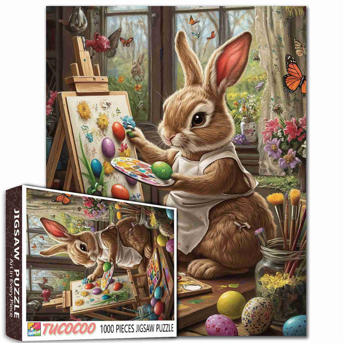 Easter Bunny Painting Colorful Eggs Jigsaw Puzzle