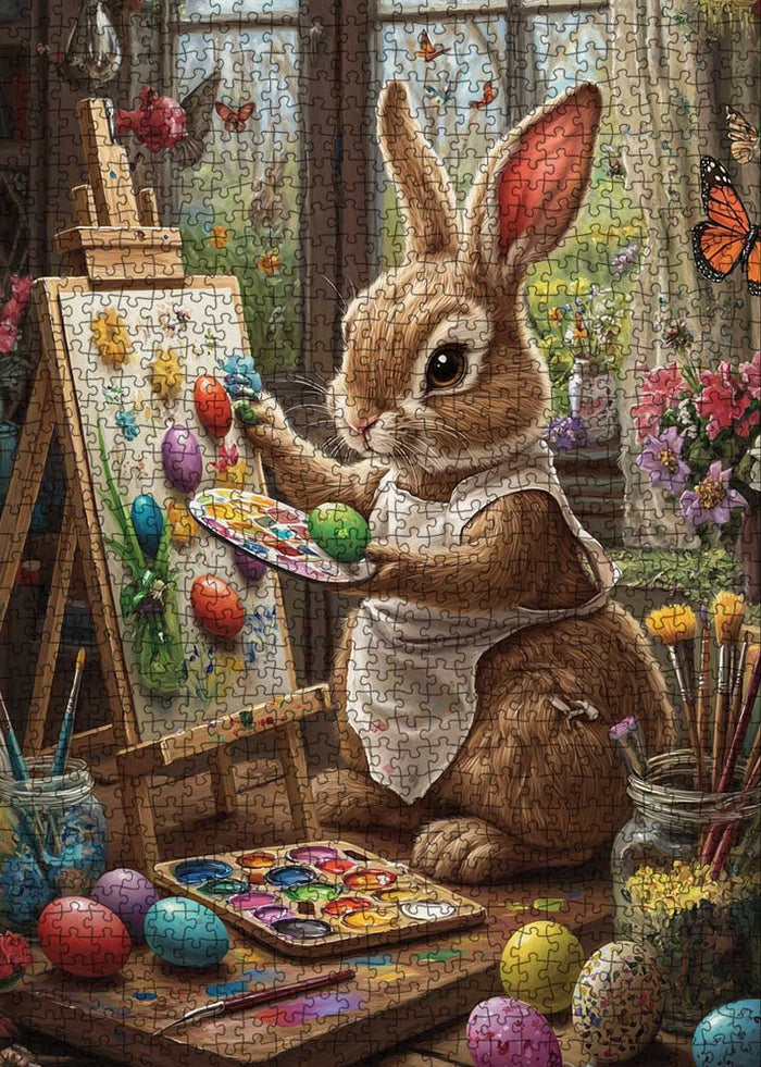 Easter Bunny Painting Colorful Eggs Jigsaw Puzzle