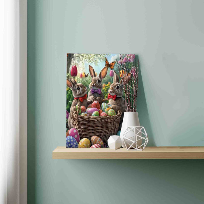 Easter Bunny Trio with Bow Ties Paint by Numbers