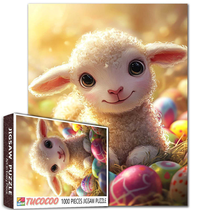 Easter Lamb and Colorful Eggs Jigsaw Puzzle