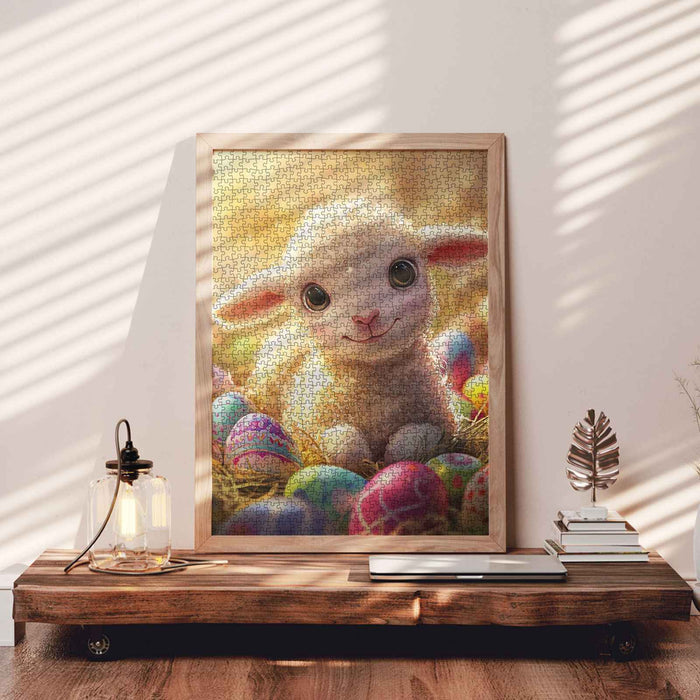 Easter Lamb and Colorful Eggs Jigsaw Puzzle