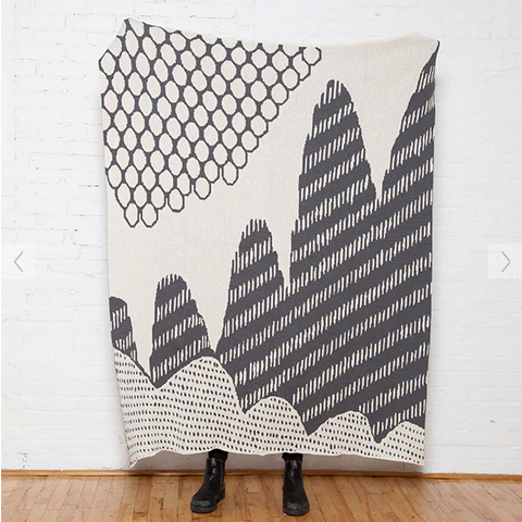 Eco Mountain Throw Blanket grey made in the USA - Coastal Compass Home Decor