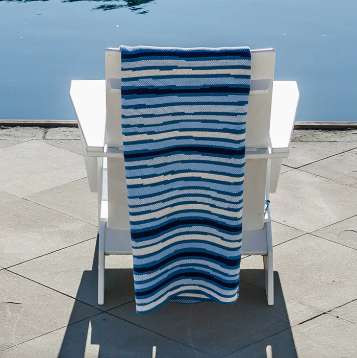 Eco Ocean Stripe Throw Blanket | Coastal compass Home Decor