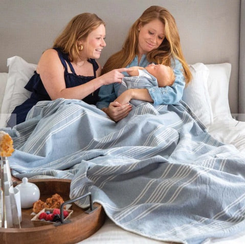Eco Woven Stripe Throw Blanket • Coastal Compass Home Decor