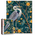 Elegant Heron Floral Art Jigsaw Puzzle