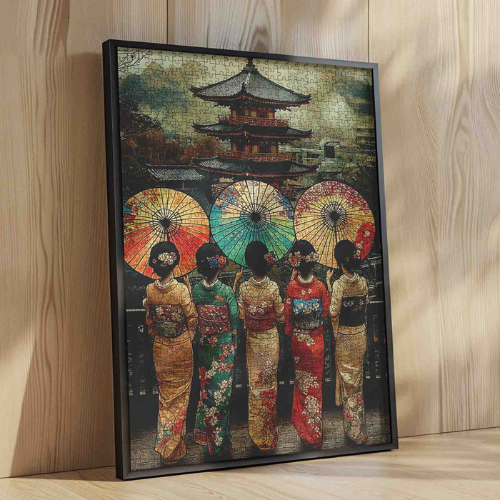 Elegant Kimono Girls Kyoto Pagoda Jigsaw Puzzle
