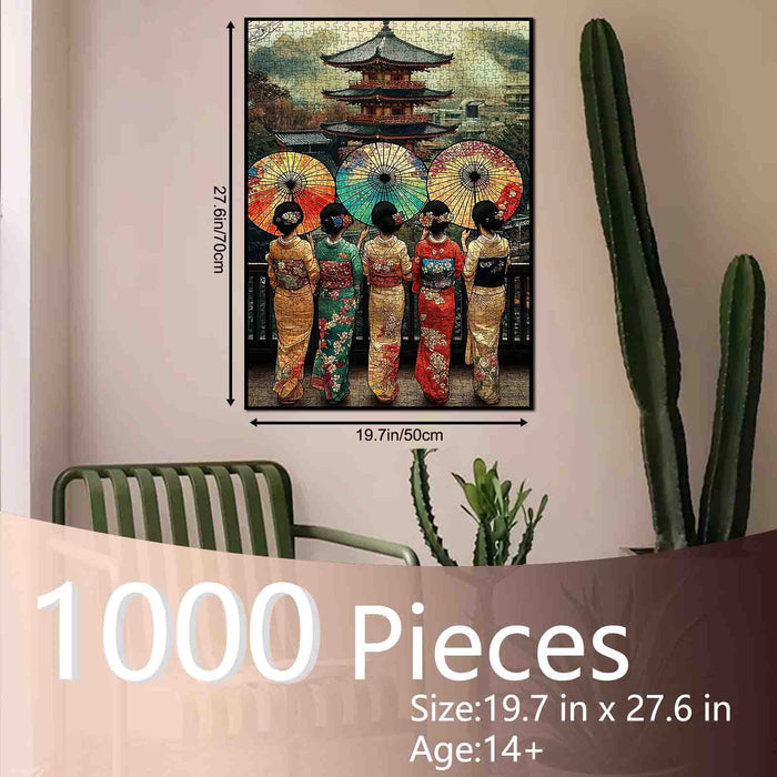 Elegant Kimono Girls Kyoto Pagoda Jigsaw Puzzle