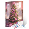 Elegant Pink Christmas Tree Paint by Numbers