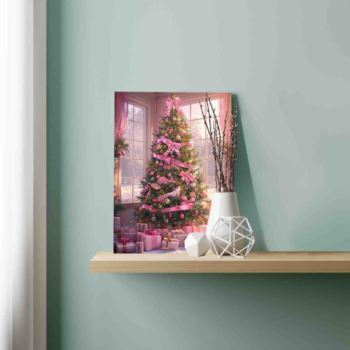 Elegant Pink Christmas Tree Paint by Numbers