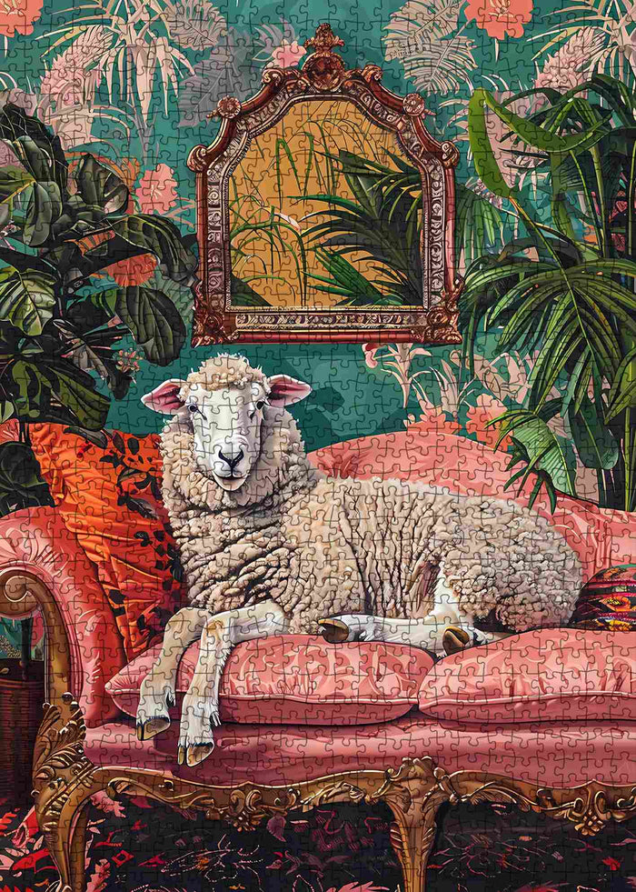 Elegant Sheep Tropical Lounge Jigsaw Puzzle