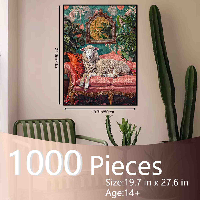 Elegant Sheep Tropical Lounge Jigsaw Puzzle