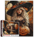 Elegant Witch with Pumpkin Jigsaw Puzzle