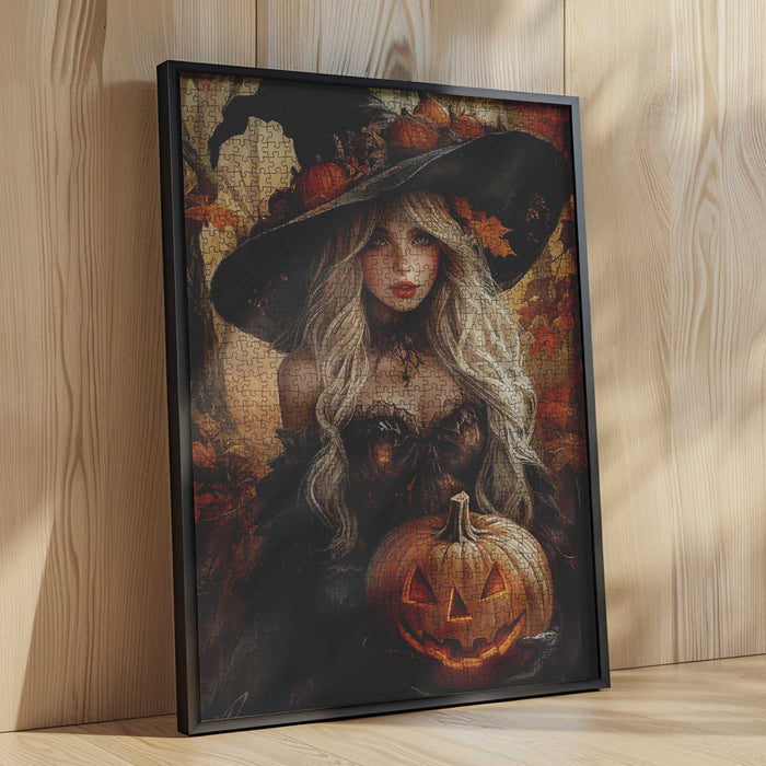 Elegant Witch with Pumpkin Jigsaw Puzzle