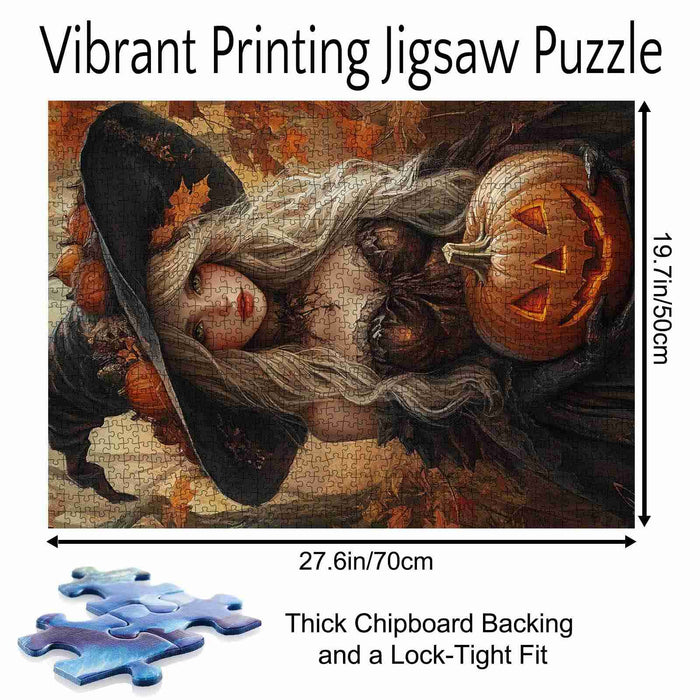 Elegant Witch with Pumpkin Jigsaw Puzzle