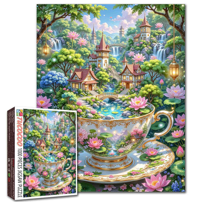 Enchanted Teacup Garden Village Jigsaw Puzzle
