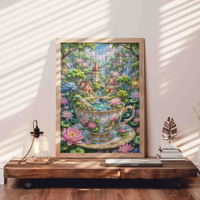 Enchanted Teacup Garden Village Jigsaw Puzzle
