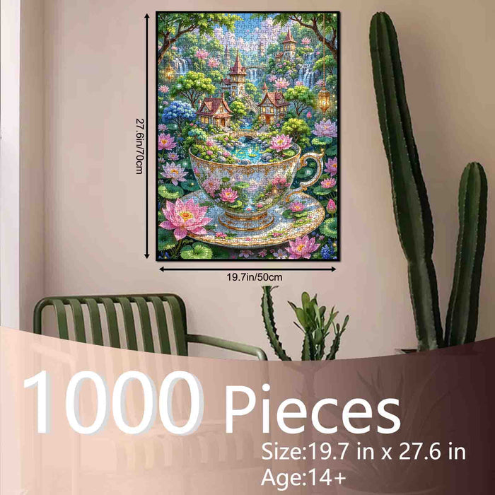 Enchanted Teacup Garden Village Jigsaw Puzzle