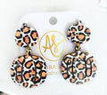 Fall Halloween Statement Earring Leopard Pumpkin Double Earrings