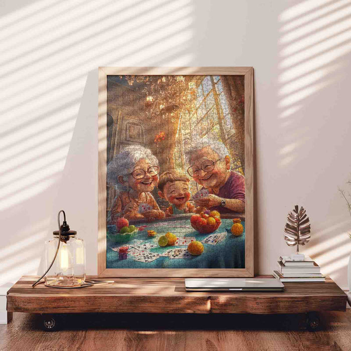 Family Card Game Gathering Jigsaw Puzzle